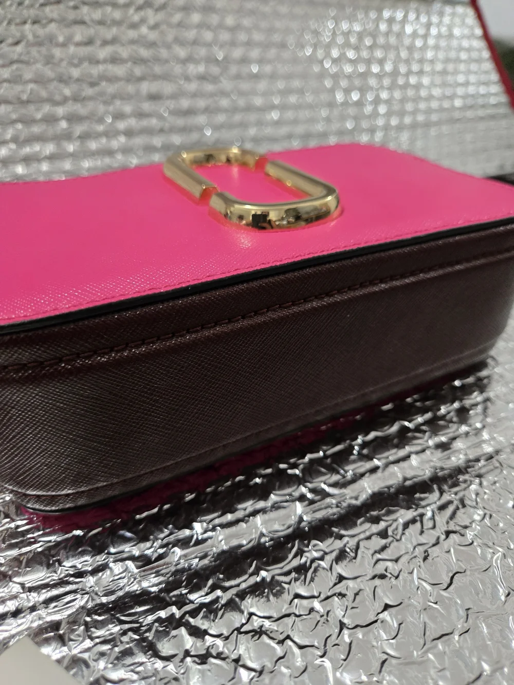Marc Jacobs Fuchsia Snapshot Double J Crossbody with Gold Hardware